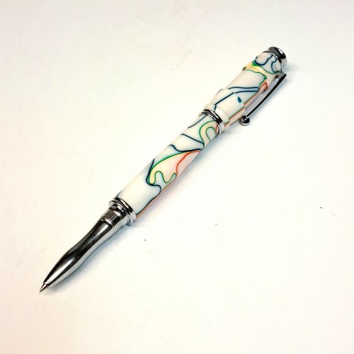 CR-037 Pen Acrylic White, Green, Orange $60 at Hunter Wolff Gallery